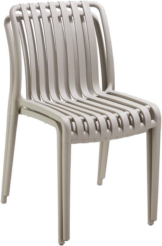 tectake® 2er Set Gartenstühle Alcudia - Taupe - Kunststoffstühle - Stapelbar - Stühle für Garten, Terrasse oder Balkon - Wetterfest und UV-beständig - Belastbarkeit 120kg pro Gartenstuhl