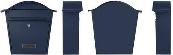 Perel Briefkasten Paris, wandmontiert, mit Namensschild, inkl. 2 Schlüssel, Maße (H x B x T) 37 x 26,5 x 13,2 cm, blau