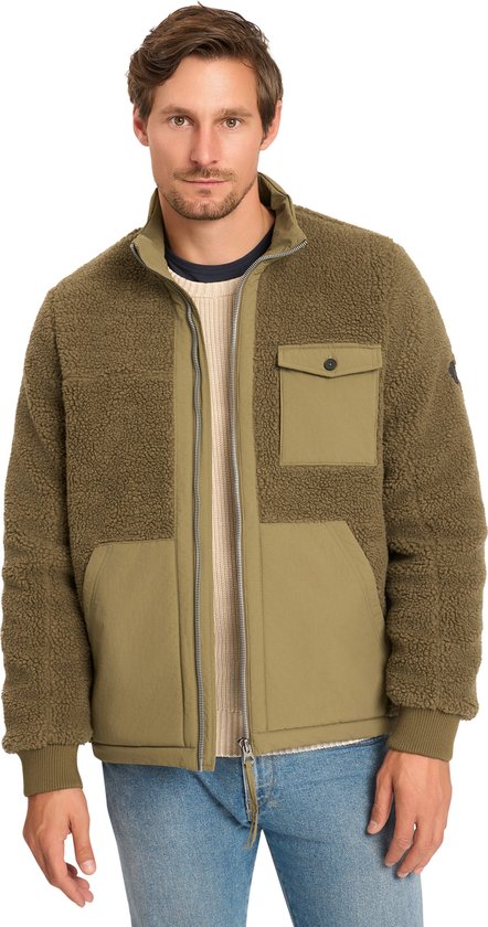 Mario Russo Teddy Jacket Stockholm - Jacke Männer - Wintermantel Männer - Strickjacke Männer - Army Green - M