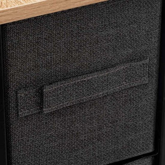 5Five Aufbewahrungskorb-Schrank/Badezimmerschrank – 4 Körbe – 20 x 48 x 77 cm – Metall/Holz/Stoff – dunkelgrau