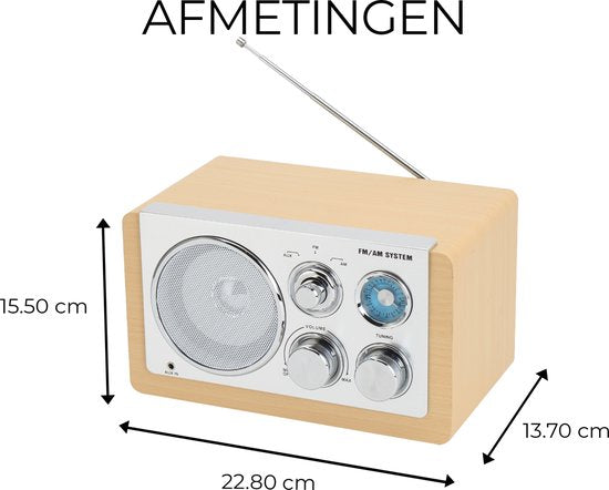 Denver Tragbares FM-Radio - Retro - Batterie- oder Netzbetrieb - Küchenradio - AM - FM - TR63 - Holz