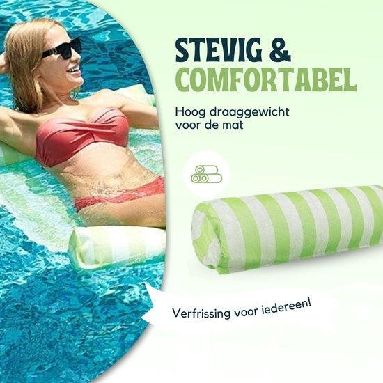 Travelly - Luxuriöse Wasserhängematte - Hängematte - Luftmatratze - Luftmatratze Pool - Wasserspielzeug - Wasserhängematte - Grün