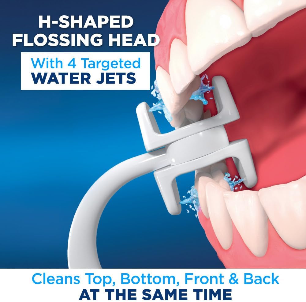 Ontel Miracle Smile Wasserzahnbürste – kabellose Munddusche mit H-förmigem Düsenkopf – 4 Wasserstrahlen – 3 Druckstufen – über USB aufladbar