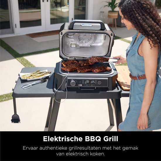 Ninja Woodfire Pro Connect XL – 7-in-1-Elektro-Smart-BBQ-Grill und Smoker – inklusive digitalem Fleischthermometer – Connect-App – OG901EU