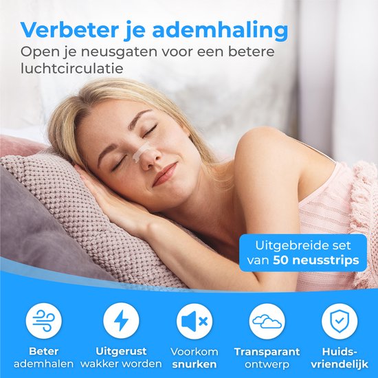 Nuvance - Nasenstreifen 50 Stück - Nasenpflaster - Transparent - Anti-Schnarch-Pflaster für guten Schlaf - Nasenspreizer - Schnarchstopp