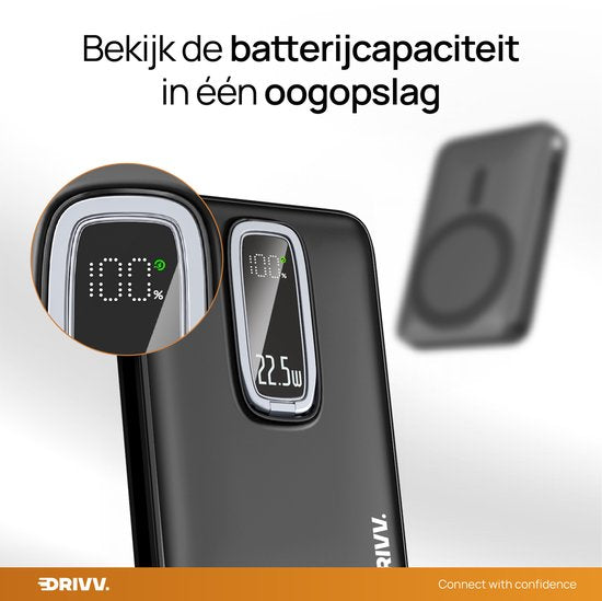 Powerbank 10.000 mAh, MagSafe-kompatibel, mit USB-C-Kabel – 3-in-1-Design – 22,5 W kabellose Powerbank – inklusive 60-W-Ladekabel – Schnellladefunktion – USB & USB-C – Schwarz