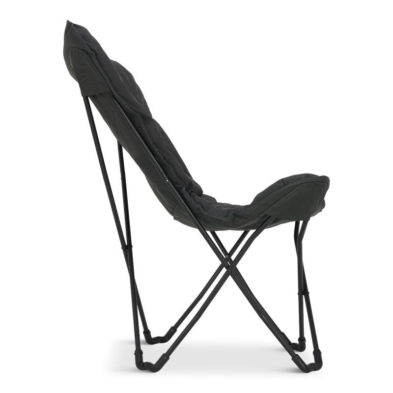 Trvlmore - Butterfly Chair Campingstuhl - 82 x 70 x 92 cm - Eigenschaften 136 kg Tragfähigkeit und zusammenklappbares Design und enthält Tragetasche - Für Camping und Garten - Schwarzes Polyester und Stahl