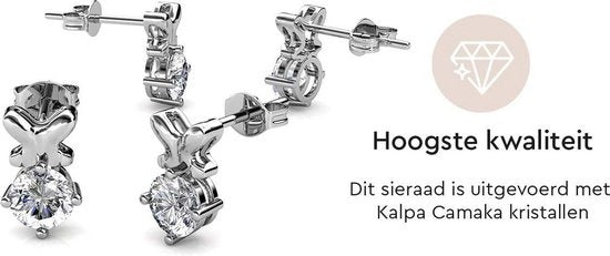 Yolora Damen Ohrringe mit Kalpa Camaka Kristallen - Farbe Silber - 18K Weißgold plattiert - Ohrstecker - Geschenk zum Muttertag