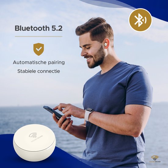 Golden Sound Schlaf-Ohrstöpsel – Kabellose Ohrstöpsel – Kabellose Ohrhörer – Sleep Plugs – Aktive Geräuschunterdrückung 24 dB – Schlaf-Ohrstöpsel – Für jeden Laptop und jedes Smartphone geeignet – Weiß