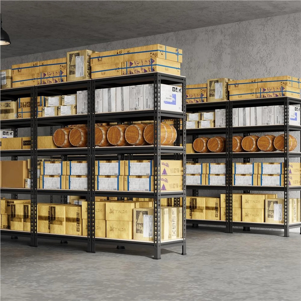 Yaheetech Regalschrank, 2 Stück, 70 x 30 x 150 cm – Schwarz – 5 verstellbare Einlegeböden