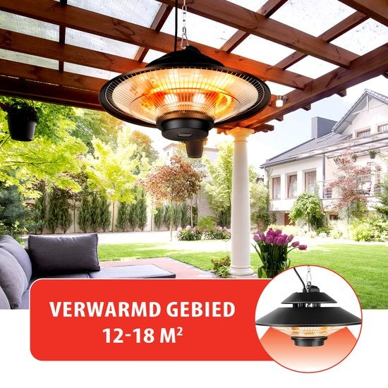 alpina - Infrarotheizung - Terrassenstrahler - IP44 Spritzwassergeschützt - 1500W - Schwarz