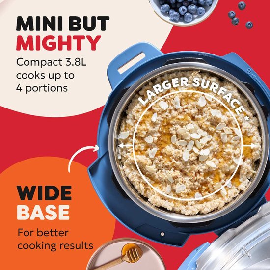 Instant Pot Classic Mini 3,8 l Multikocher „Daydream“ Blau – 7-in-1-Schnellkochtopf – Slow Cooker – Dampfgarer – Joghurtbereiter – Bis zu 4 Portionen – Kompaktes Design – Bis zu 70 % schnelleres Kochen