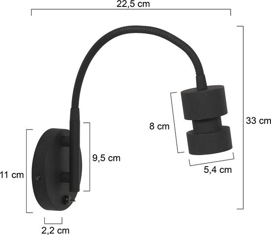 Wandleuchte Natasja LED 3094ZW Schwarz – dreh- und neigbar, inklusive GU10-Leuchtmittel, aus Kunststoff und Metall – Steinhauer
