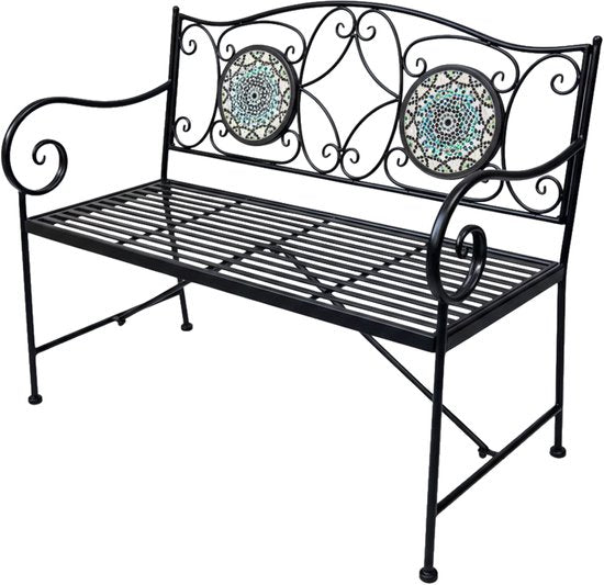 AXI Margot Mosaik-Gartenbank, mehrfarbig – Gartenbank aus Metall – 107 x 54 x 92 cm – Gartenbank für 2 Personen – Mosaik-Optik – Mit Keramikfliesen eingelegt – Für Garten, Terrasse und Balkon