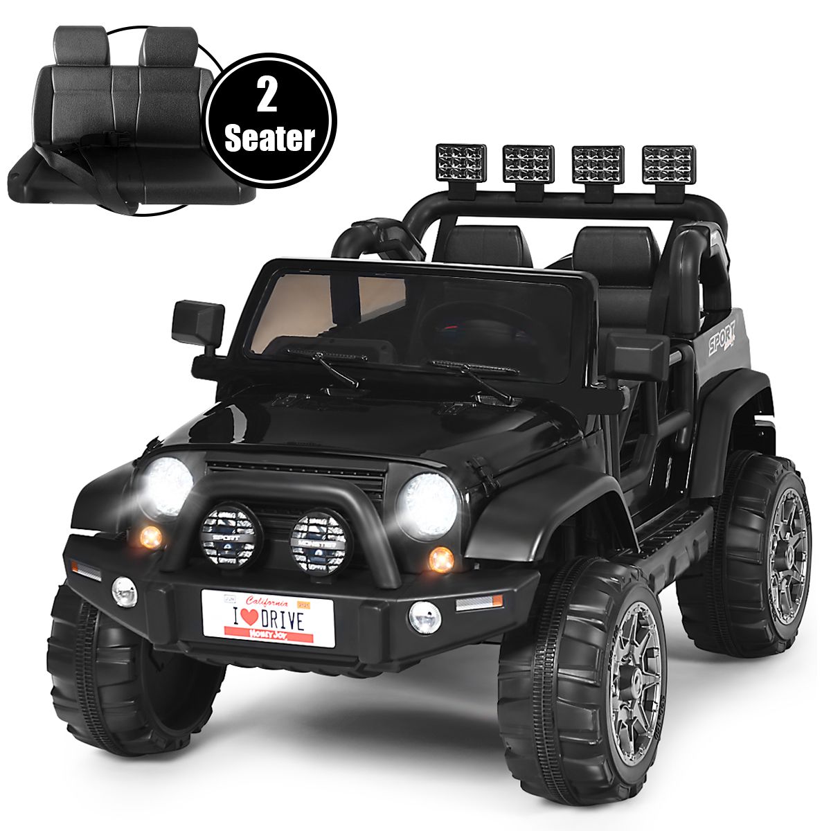 Coast Elektro-Kinderauto – 2 Sitze – Fernbedienung – schwarz – 123 x 80 x 80 cm