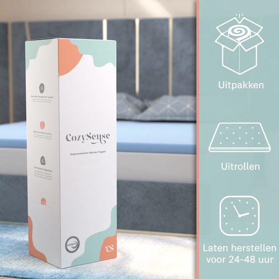 CozySense® Basic Topper 140x200 – Matratzenauflage – Gel-Memory-Schaum mit offenzelliger Struktur – CertiPUR® – mittlere Härte – 6 cm