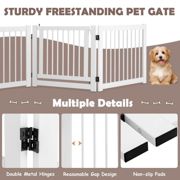 Coast klappbares dreiteiliges Absperrgitter Hunde mit Tor aus Kiefernholz für Türen/Treppen 61 cm hoch weiß