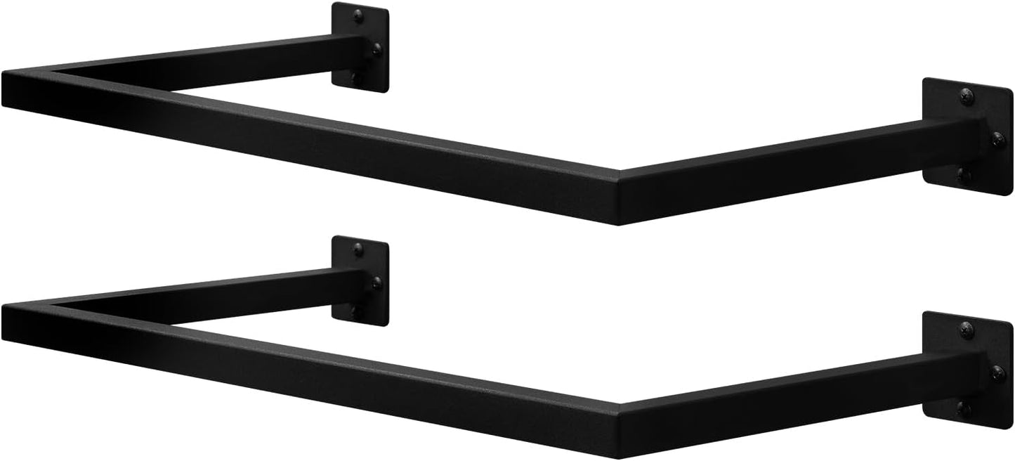 eSituro Wand-Kleiderständer Schwarz - Industrieller Wand-Kleiderständer - 50 kg - 64 x 6,5 x 30 cm