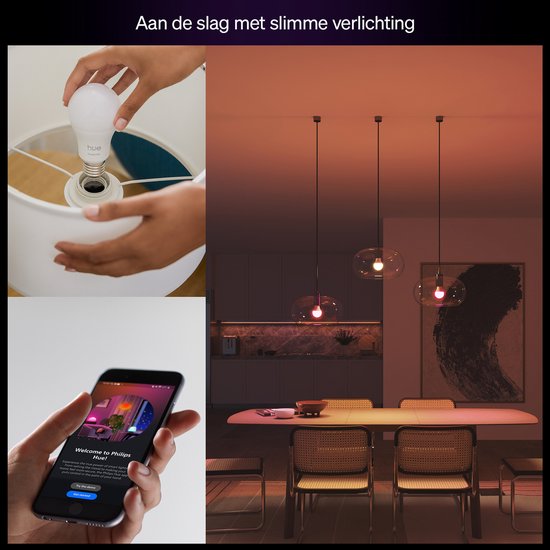 Philips Hue Essential LED-Lampe – E27-Fassung – enthält 3 Lampen – einstellbares weißes und farbiges Licht – Standard-Lampenform – intelligente Beleuchtung
