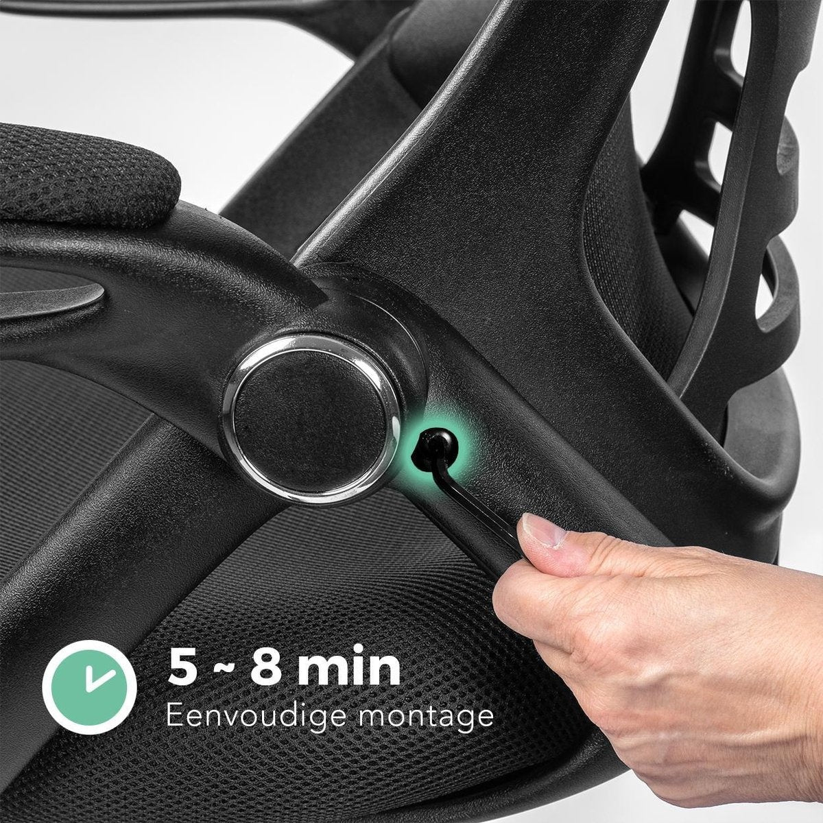 LifeGoods Ergonomischer Bürostuhl - Schreibtischstuhl - Verstellbar - Erwachsene - Schwarz