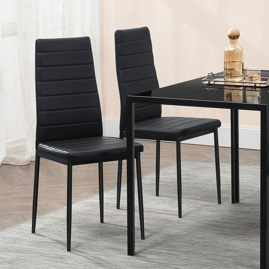 Moderner Esszimmerstuhl Loja - 2-teilig - Schwarz - Kunstleder