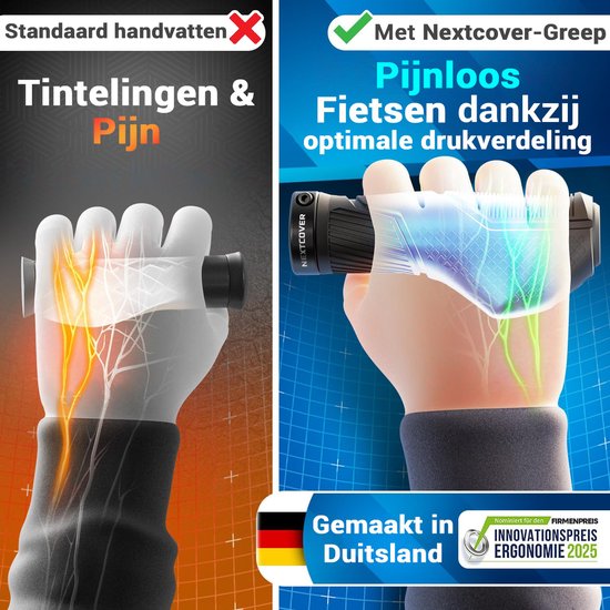 NEXTCOVER® Ergonomische Fahrradgriffe mit [Comfort-Grip Technologie] I Universal Fahrrad- & MTB-Griffe I Lenkergriffe Fahrrad I Lenker Fahrrad I Ergonomisches Design für Druckentlastung & Grip I Geeignet für E-Bike, City Bike & MTB I 1 Paar