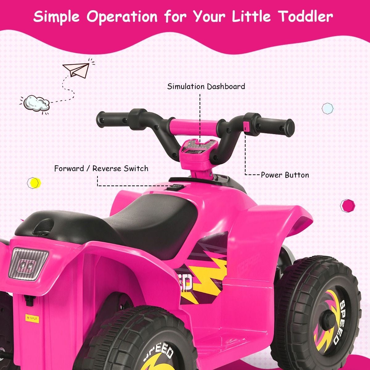 Coast Kinderwagen Mini Electroquad 6 V Batteriebetriebenes Quad 2,8-4,6 km/h Pink Pink