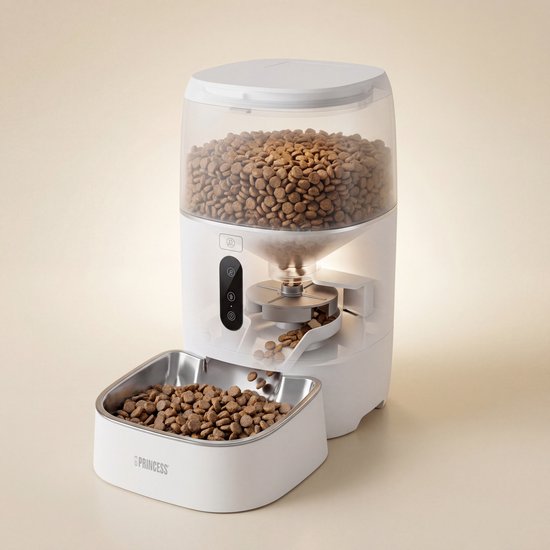 Princess Automatischer Fressnapf – Smart 6 Liter – Katze & Hund – App-Steuerung – Geplante Fütterung – Edelstahlschale – BPA-frei – Rutschfest – Pufferbatterie – Futterautomat – Futterspender – 610060