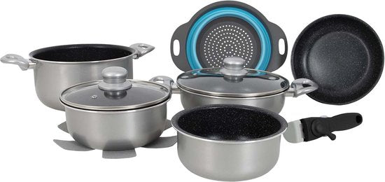 Gimex Pfannenset - Induktion - Silber - 9-teilig