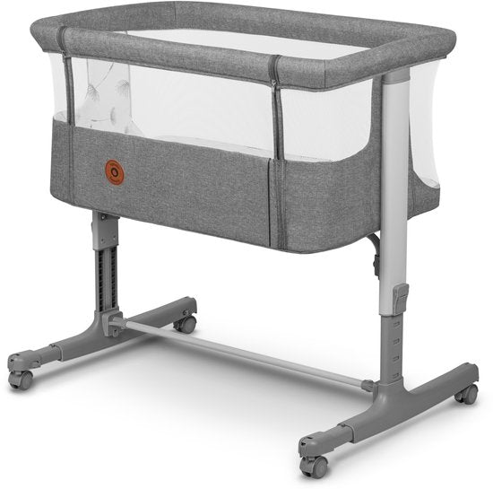 Lionelo Aurora 3-in-1-Beistellbett – Babybett bis 9 kg – Mitwachsbett – 4 Rollen mit Bremse – Reisebett – Höhenverstellbar – Atmungsaktives Netzgewebe – Inklusive Matratze und Transporttasche – Abnehmbarer Bezug