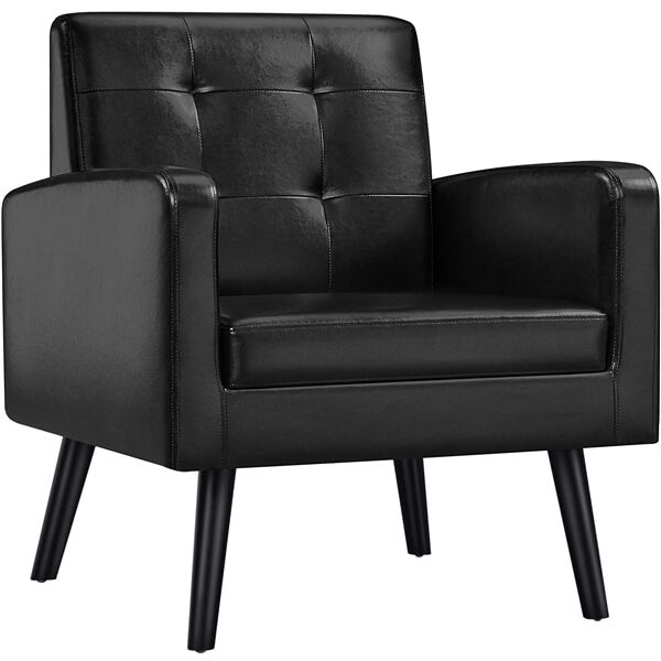 Yaheetech Sessel aus Kunstleder mit Holzbeinen – Loungesessel – 72 x 73 x 83 cm – Schwarz