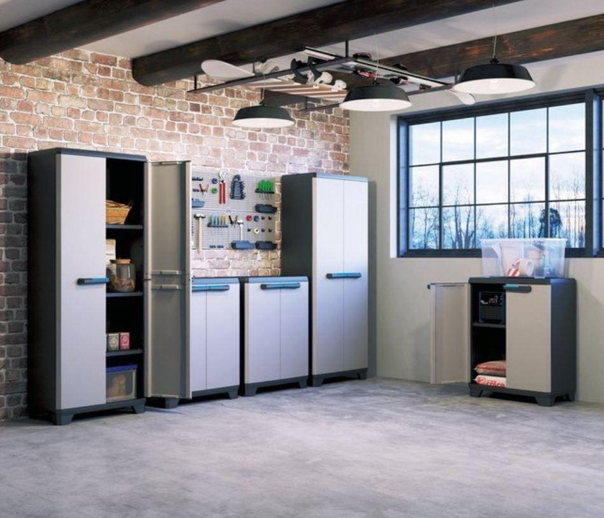 Kis Linearer Lagerschrank hoch 68x173x39 cm - Grau/Schwarz