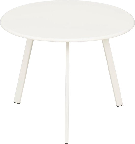 Mica Decorations Seattle Beistelltisch für den Außenbereich – Runder Couchtisch – Pflanzentisch und Couchtisch – H 30 x Ø 38 cm – Metall – Weiß
