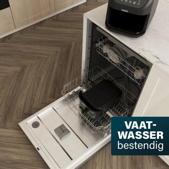 Princess 182257 SlimFry Heißluftfritteuse – 8 l Fassungsvermögen – Transparentes Sichtfenster – Digitaler Touchscreen – 8 voreingestellte Programme – Kompaktes Design – 2000 W