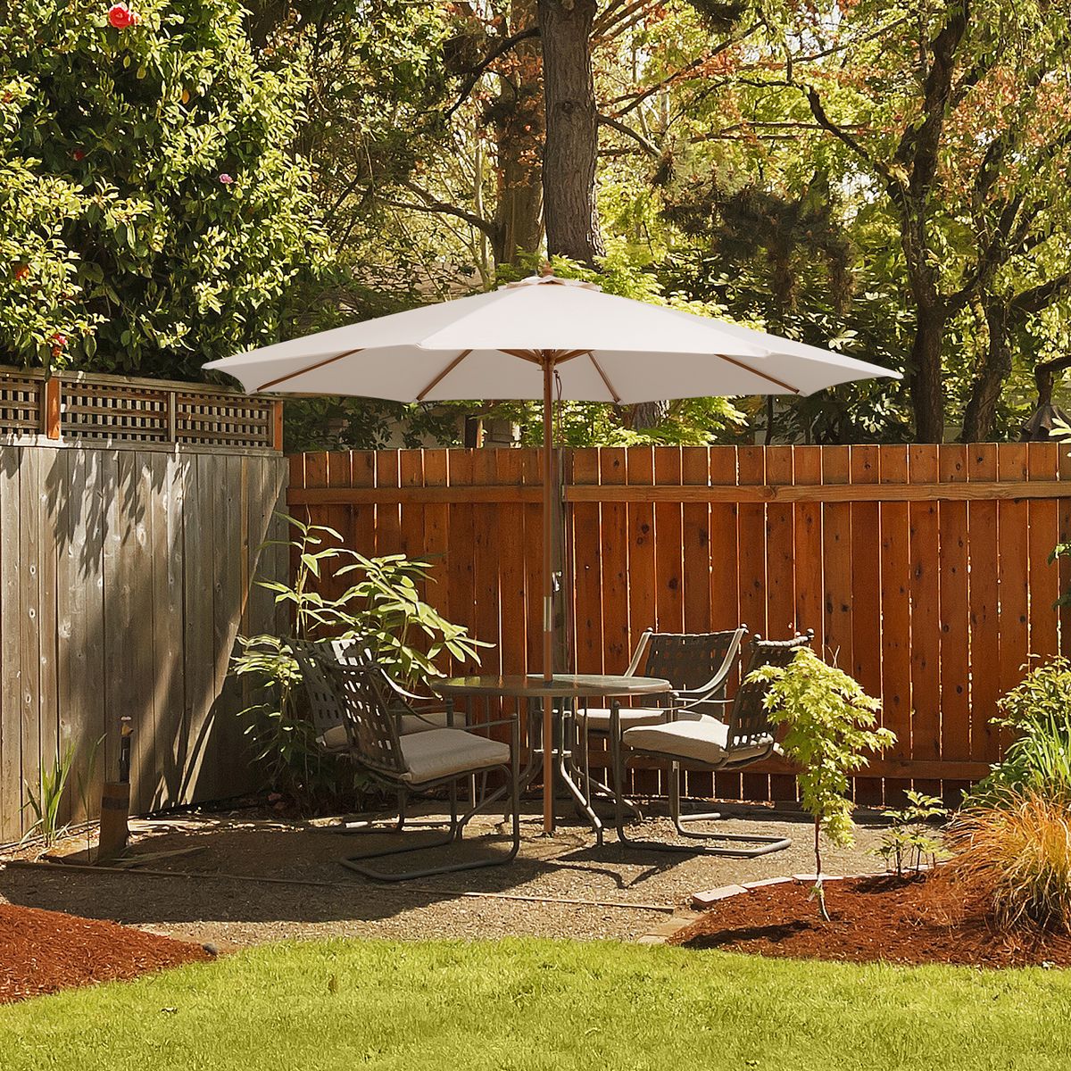 Coast Sonnenschirm mit Sonnenschirmständer – 300 cm – Seilzugsystem – Befüllbar mit Rollen – Beige
