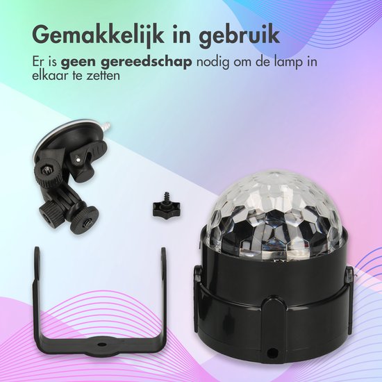 iMoshion Discolamp - Musikgesteuerte LED-Discokugel mit Fernbedienung - 1W - 8,5 x 8,5 x 9,2 cm - Schwarz