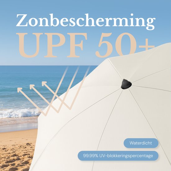 O’DADDY® Sonnenschirm-Set – Neigbar & verstellbar – Wasserdicht – UV-beständig – Mit Erdbohrer & Tragetasche – Strand, Garten & Balkon – 180 cm – Beige