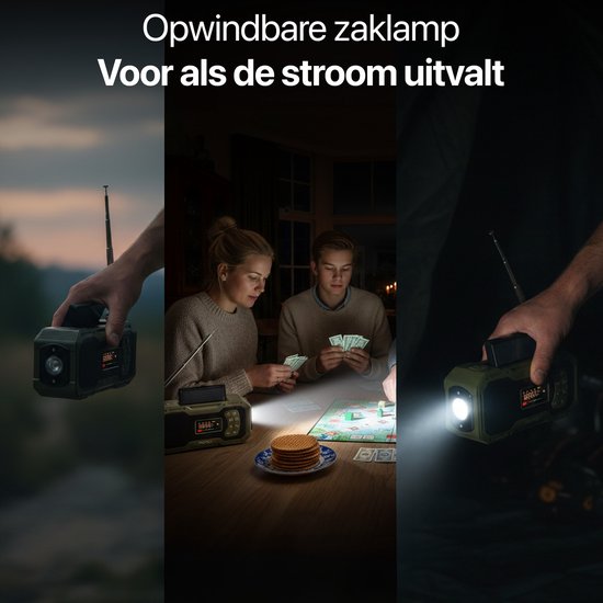 Solarbetriebenes Notradio mit Handaufzug – DAB+ / FM-Notradio – 5000 mAh Powerbank mit Solarenergie – Baustellenradio – Badezimmerradio – Notfallpaket