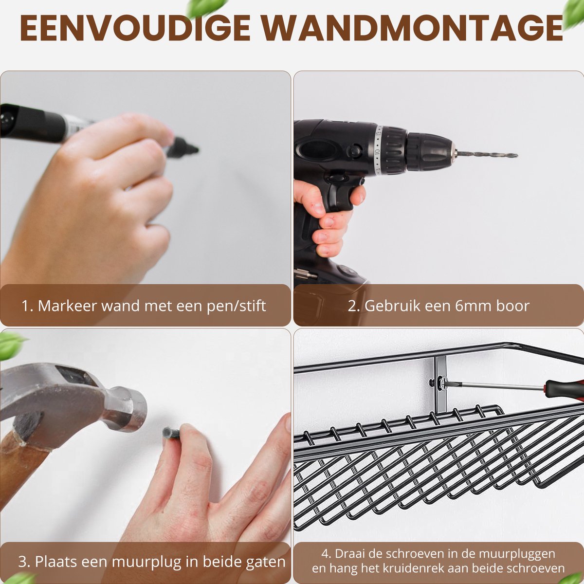 SV Living Gewürzregal Schwarz 37,3x11,9x6 cm - 32 Glasgewürzdosen mit Zubehör - Aufhängbar mit oder ohne Bohrer