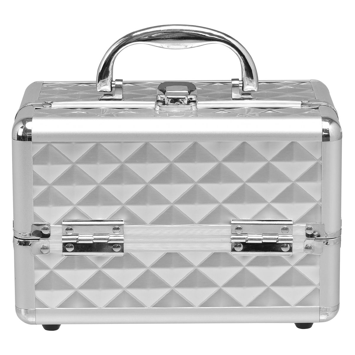 Coast Make-up-Koffer – tragbar und professionell – mit Spiegel und verstellbarer Facheinteilung – silber