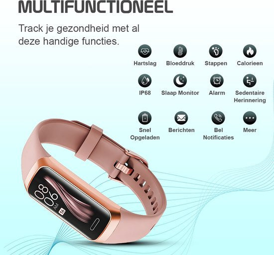 Otiume Activity Tracker - Mit Schrittzähler und Herzfrequenzmesser - Sportuhr - Smartwatch - Unisex - Rosa