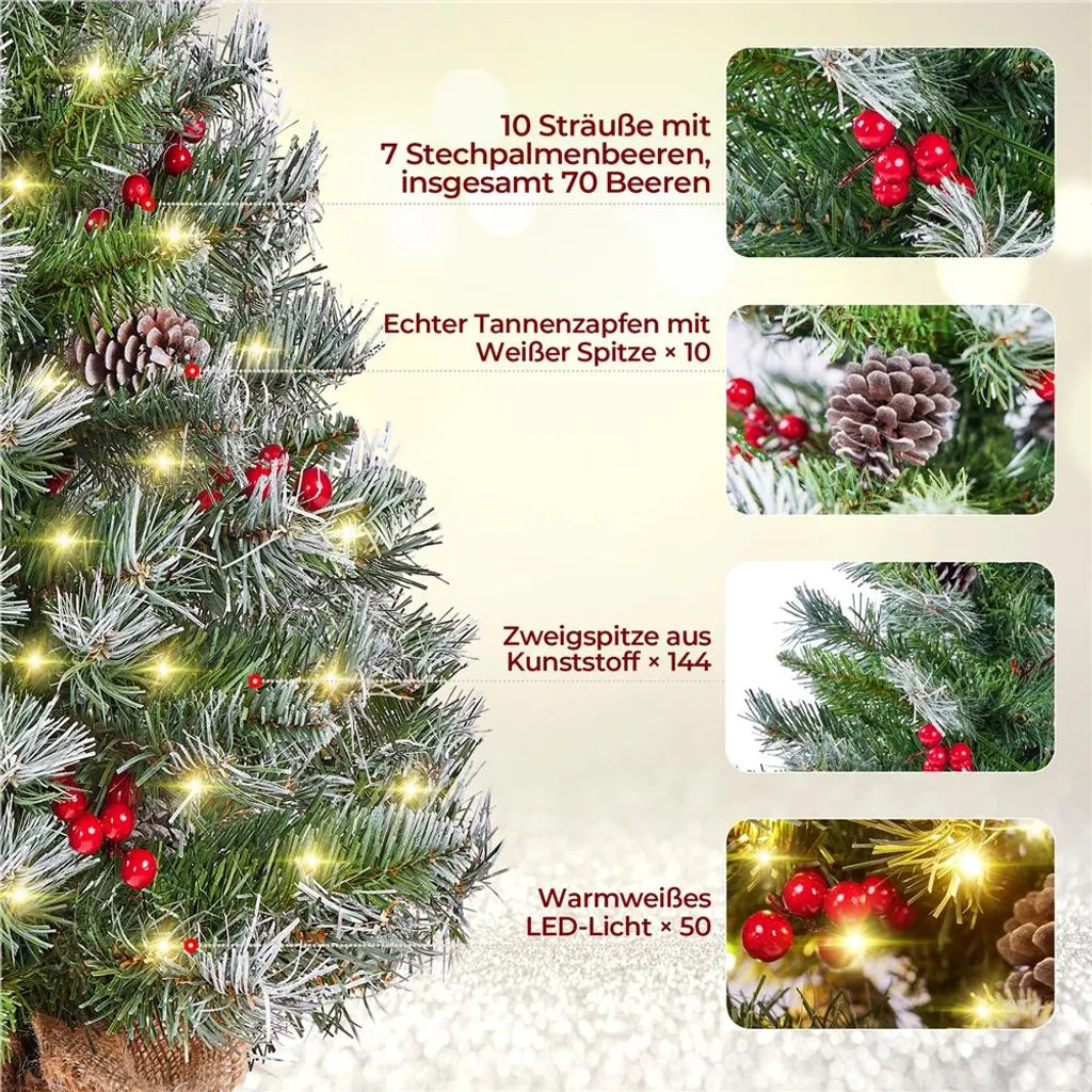 Yaheetech 2-teiliges Set: Kunstweihnachtsbaum 92 cm mit Schnee und LED