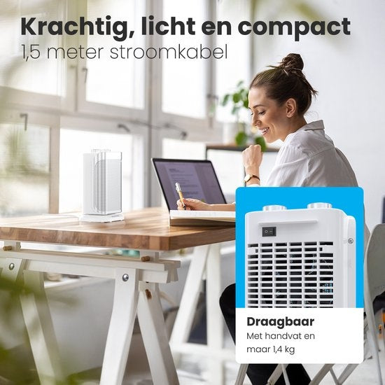 Auronic - Electric Heater - Heizlüfter - 2 Stufen - 1500W - LED-Anzeige - Rotierend - Weiß