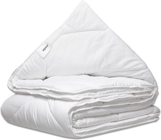 Alpina Bettdecke 240 x 200/220 cm – 4-Jahreszeiten-Bettdecke für zwei Personen – Maschinenwaschbar bei 40 Grad – Schnell trocknendes und atmungsaktives Material – Sommer- und Winterbettdecke – Polyester – Weiß