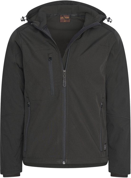 Cappuccino Italia - Herren Outdoor Jacke Softshell Jacke mit Kapuze - Schwarz - Größe S