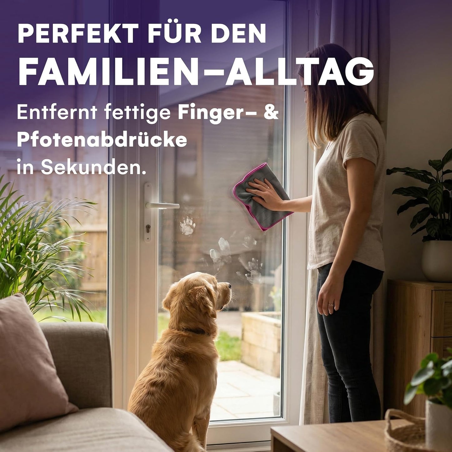 Lavandola® 6er-Pack Carbon-Mikrofasertücher für Fenster, 30 x 30 cm – 450 g/m² – streifenfrei & besonders saugfähig – Glas, Spiegel & Auto