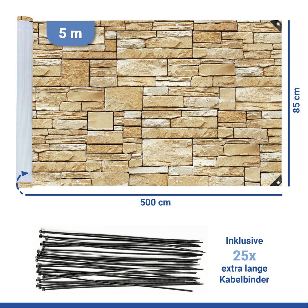 Maximex Balkonvorhang mit Wandmotiv – 85 x 500 cm – UV- und witterungsbeständig