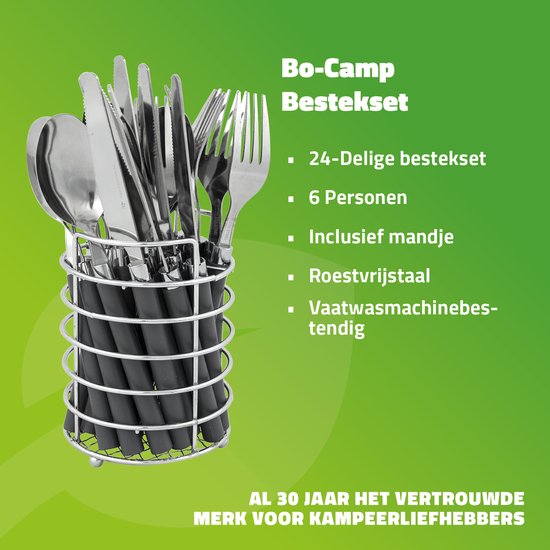 Bo-Camp - Besteckset - Im Korb - Edelstahl - 24-teilig - 6 Personen - Grau