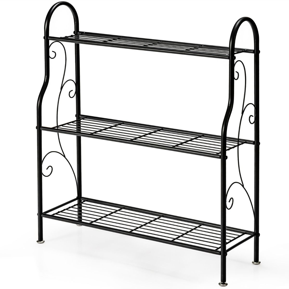 Coast Metall-Pflanzenständer – 3 Ebenen – Multifunktionales Regal – Schwarz 72 x 25 x 85 cm