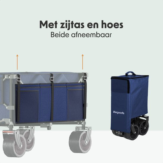 LifeGoods Bollerwagen - XL - Faltbar - 200L - 100KG Tragkraft - Blau
